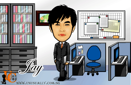 Digital Caricature Drawing - Male Executive In Office Theme
